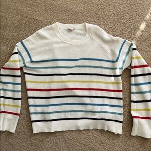 Faherty Womens striped rainbow Cream Knit Sweater size XL